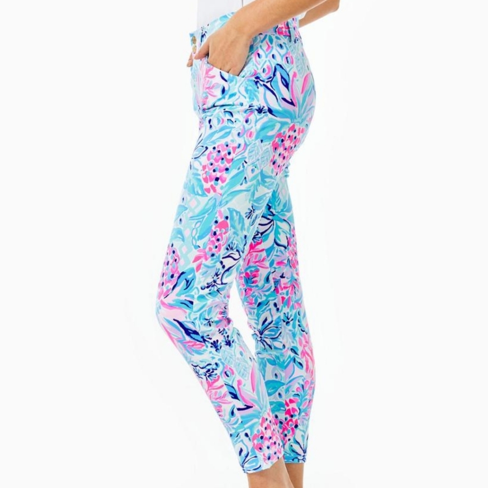 NWT Lilly Pulitzer Cameron Pant 28" UPF 50+ Zanzibar Blue